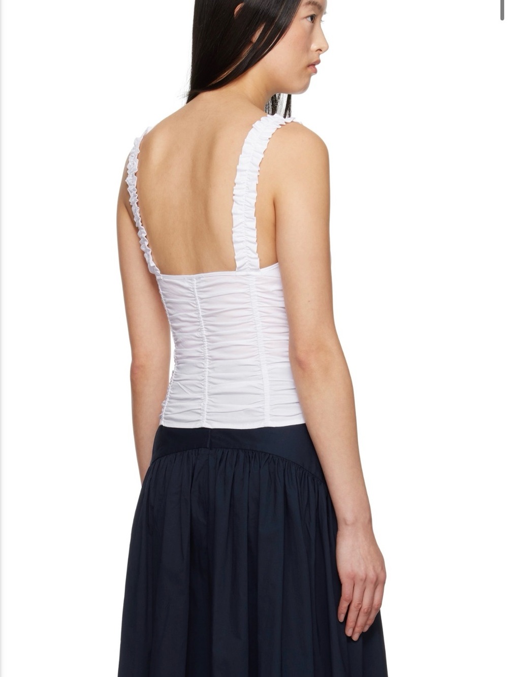 STAUD White Ruched Tank with Ruffled Straps - Picture 2 of 5